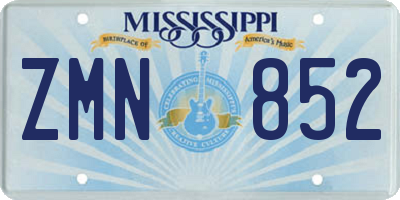 MS license plate ZMN852