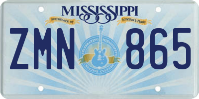 MS license plate ZMN865