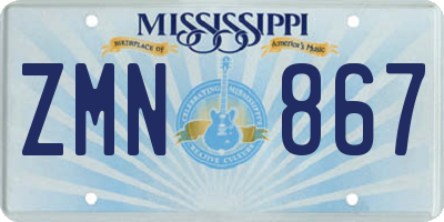 MS license plate ZMN867