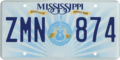 MS license plate ZMN874