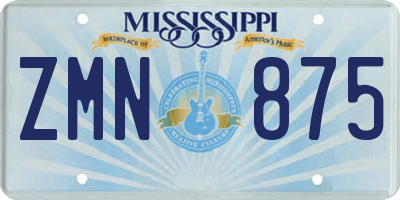 MS license plate ZMN875