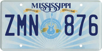 MS license plate ZMN876