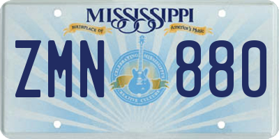 MS license plate ZMN880
