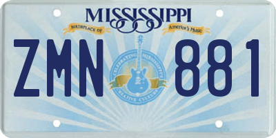 MS license plate ZMN881