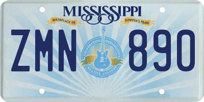 MS license plate ZMN890
