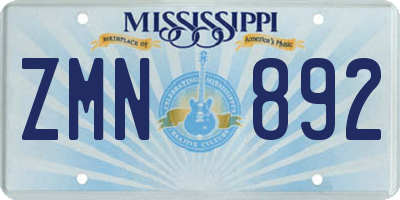 MS license plate ZMN892