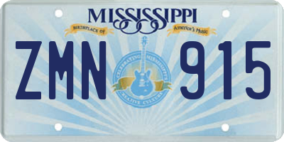 MS license plate ZMN915