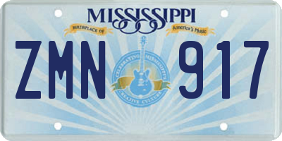 MS license plate ZMN917