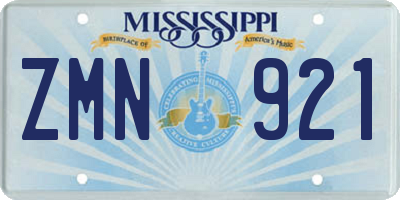 MS license plate ZMN921