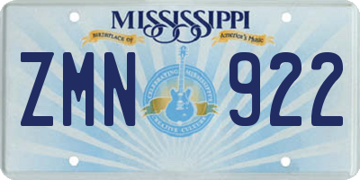 MS license plate ZMN922