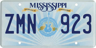MS license plate ZMN923