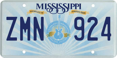 MS license plate ZMN924
