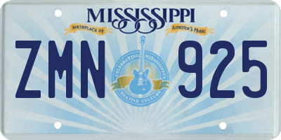 MS license plate ZMN925