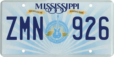 MS license plate ZMN926