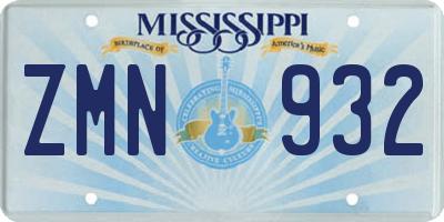 MS license plate ZMN932