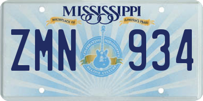 MS license plate ZMN934