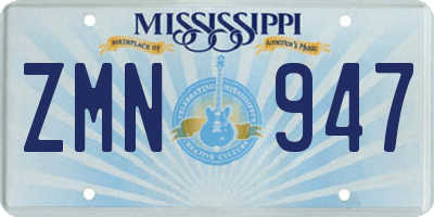 MS license plate ZMN947