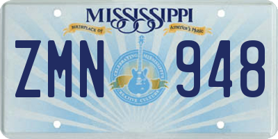 MS license plate ZMN948