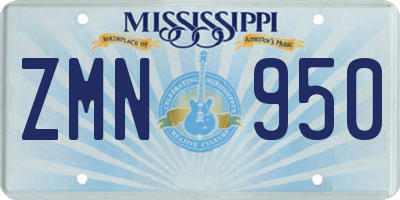 MS license plate ZMN950