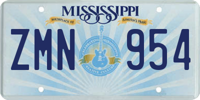 MS license plate ZMN954