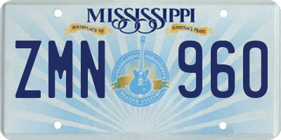 MS license plate ZMN960
