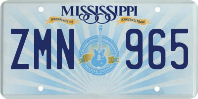 MS license plate ZMN965