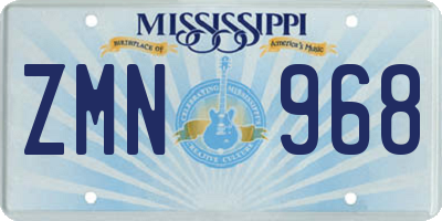 MS license plate ZMN968