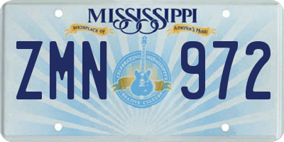 MS license plate ZMN972