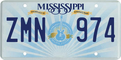 MS license plate ZMN974