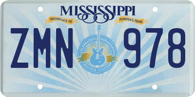 MS license plate ZMN978