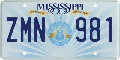MS license plate ZMN981
