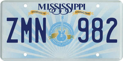 MS license plate ZMN982