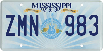 MS license plate ZMN983