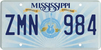 MS license plate ZMN984