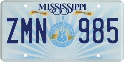 MS license plate ZMN985