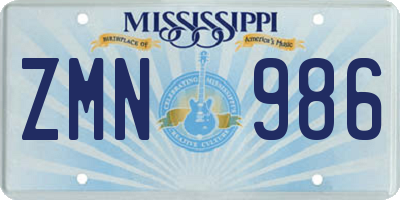 MS license plate ZMN986