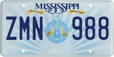 MS license plate ZMN988