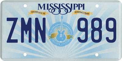 MS license plate ZMN989