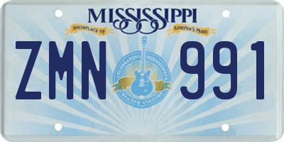 MS license plate ZMN991