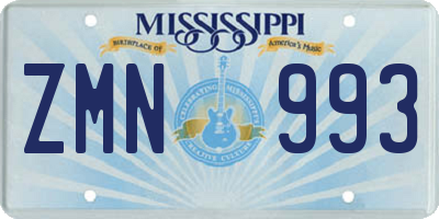 MS license plate ZMN993