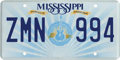 MS license plate ZMN994