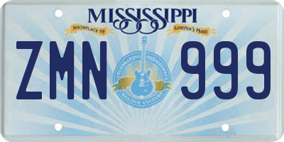 MS license plate ZMN999