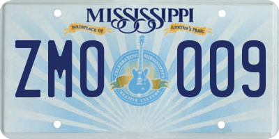 MS license plate ZMO009