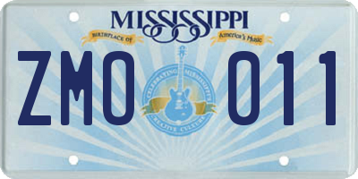MS license plate ZMO011