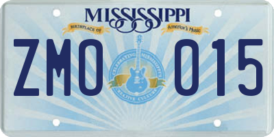 MS license plate ZMO015