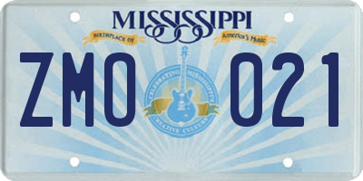 MS license plate ZMO021