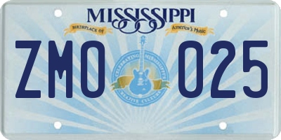 MS license plate ZMO025