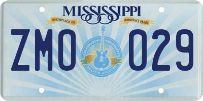 MS license plate ZMO029