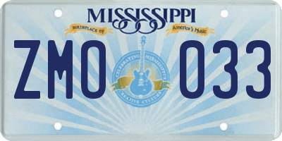 MS license plate ZMO033