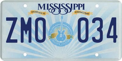 MS license plate ZMO034